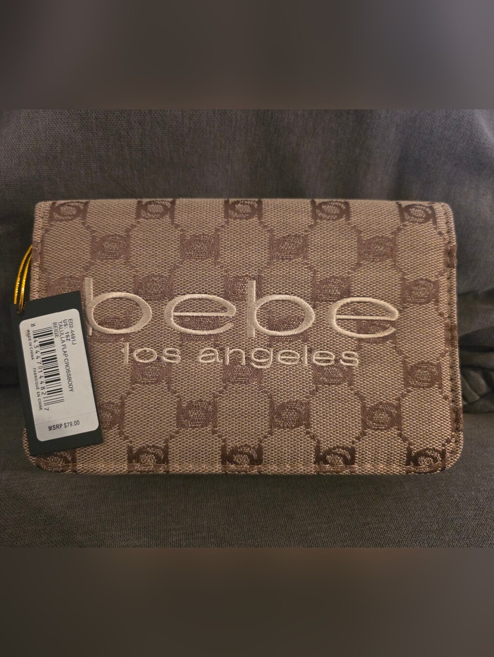 bebe Beige Logo Crossbody Bag